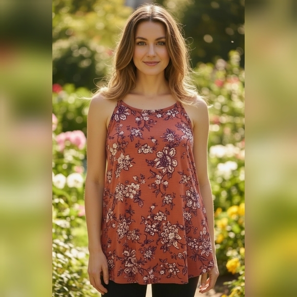 24/7 Maurices Tops - Maurices Floral Rust Women's Tank Top